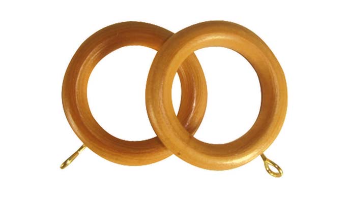 28mm Wooden Mid Oak Stained Curtain Pole Rings  Pk30 