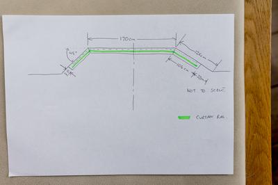 drawing of proposed rail attached to underside of pelmet