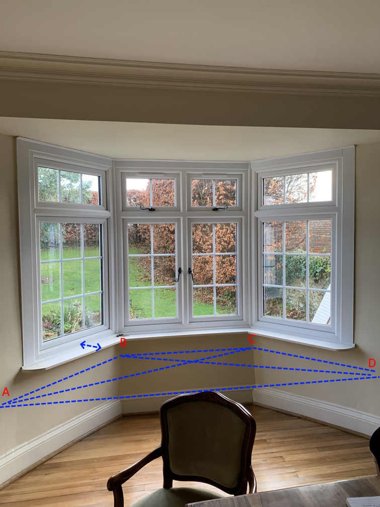 measuring for a bay track for hanging sill length curtains